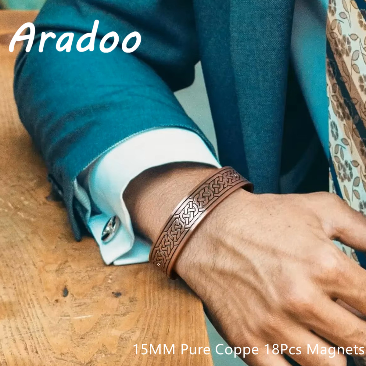 Therapy Health And Wellness - ARADOO Vintage puur koperen magnetische armband