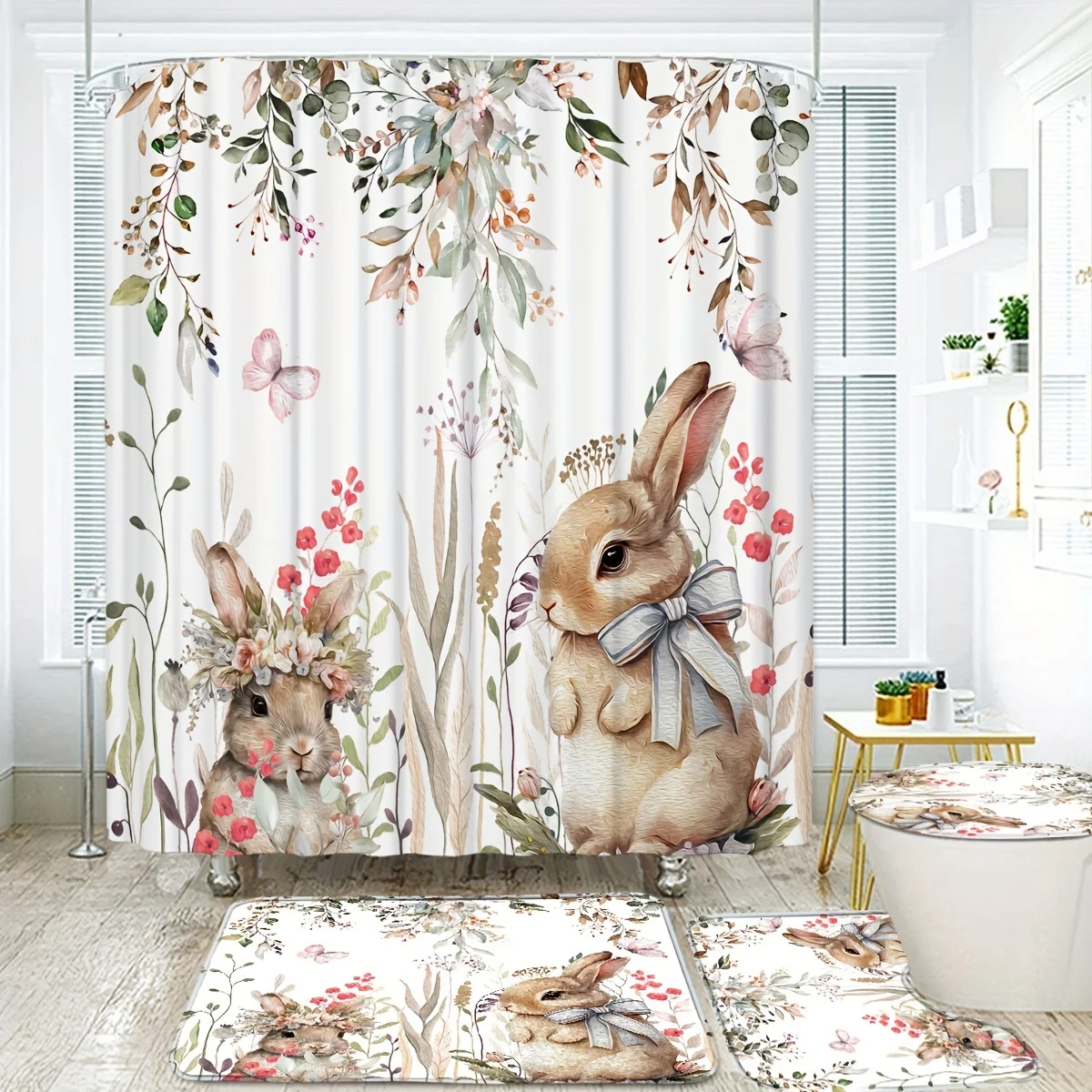 4-delige schattig konijn paasp - Bamboo Bath Mat recensie en prijs